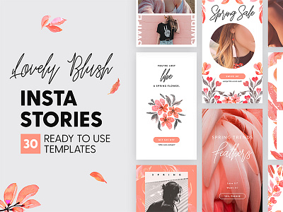 Instagram Stories - Lovely Blush Ed. apparel blog blogger blush branding fashion insta story instagram rose social media story template