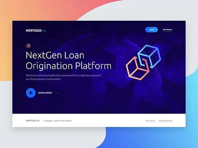 Landing page concept blockchain finance homepage landing page loan mortgage