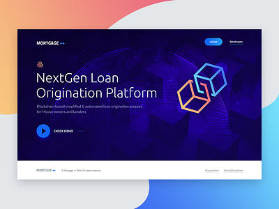 Landing page concept blockchain finance homepage landing page loan mortgage