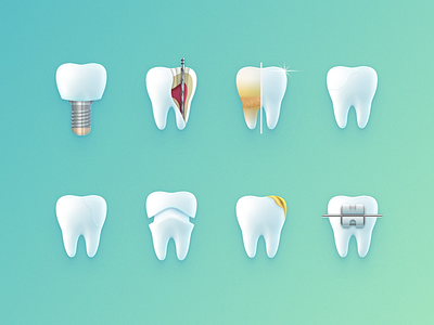 teeth iconset icon iconography illustration skeuomorphic teeth tooth