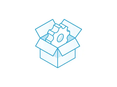 Service Icon box clean linear lineart open service track