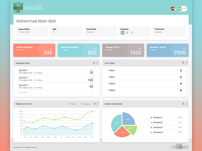 Top Up Card detail dashboard design flat minimal ui ux