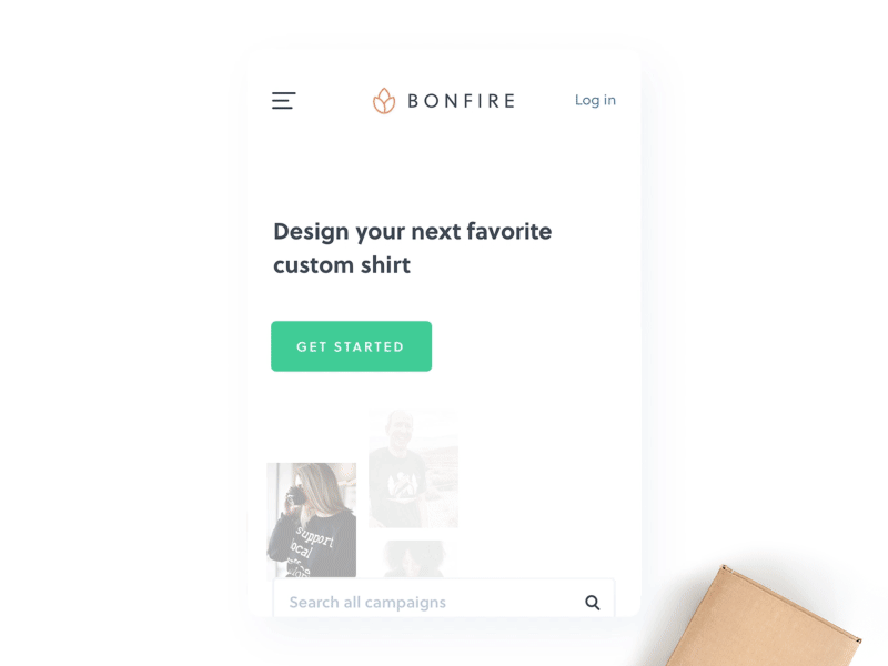 Bonfire website animation bonfire ecommerce grid homepage landing page ui