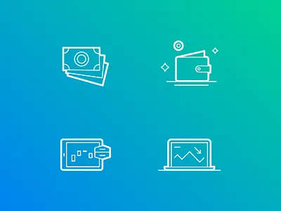 Icons bills icons money