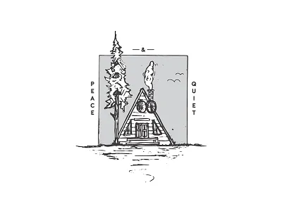 Peace + Quiet branding cabin custom design hand drawn handmade mountains peace tree