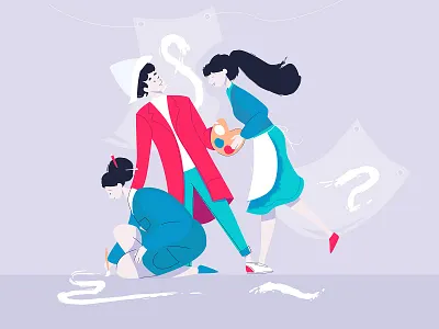 womans day 2d brush character flat friend love paint palette paper party pen repairs