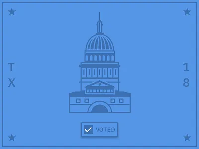 I Voted capitol election illustration plex primary texas vector