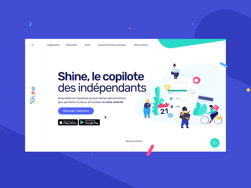 Shine app colors digital illustration minimal site user ux webdesign