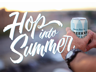 Hop Into Summer beer can craft lettering summer type