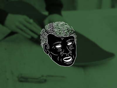 I d k black face illustration line skate white