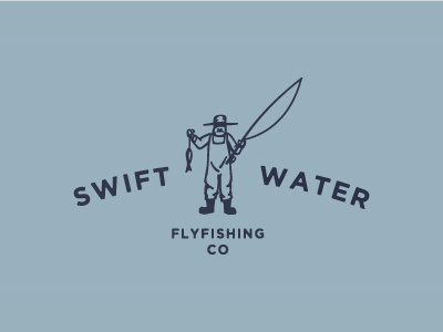 Swiftwater Fisher branding design fish flyfishing illustration