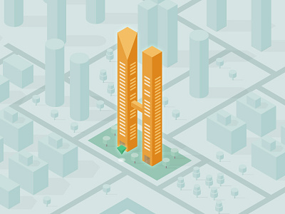 Isometric City bland building city cubes green highlight isometric landscape park simcity twin