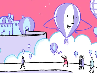 Pink Sky cartoon comic fly illustration