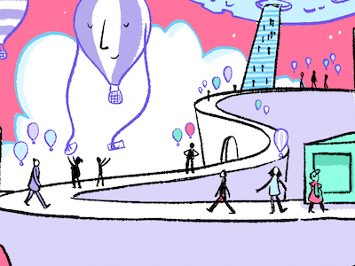Take me Away art balloon comic cute drawing graphic illustration line