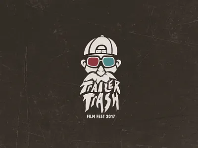 Trailer Trash 3d beard face logo vector