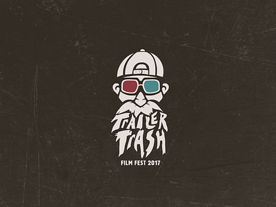Trailer Trash 3d beard face logo vector