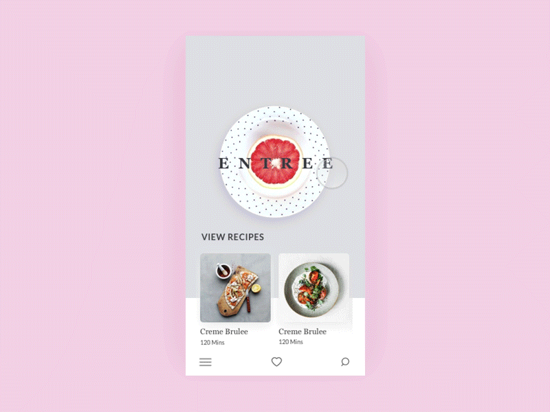 Recipe Ui design app application interaction pink recipe ui ux