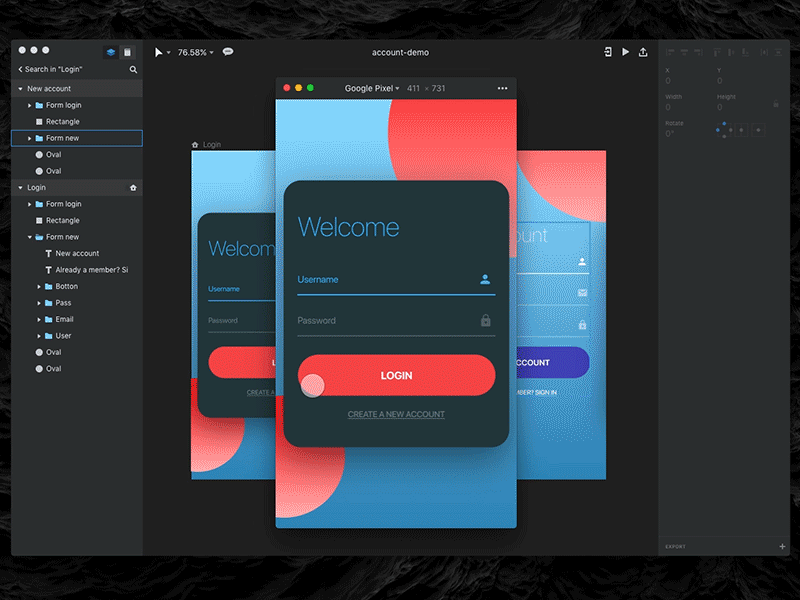 Login concept - InVision Studio invision prototype studio