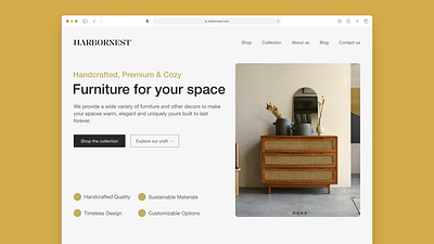 Handcrafted Furniture Shop Landing Page clean figma furniture hero section landing page simple ui web website