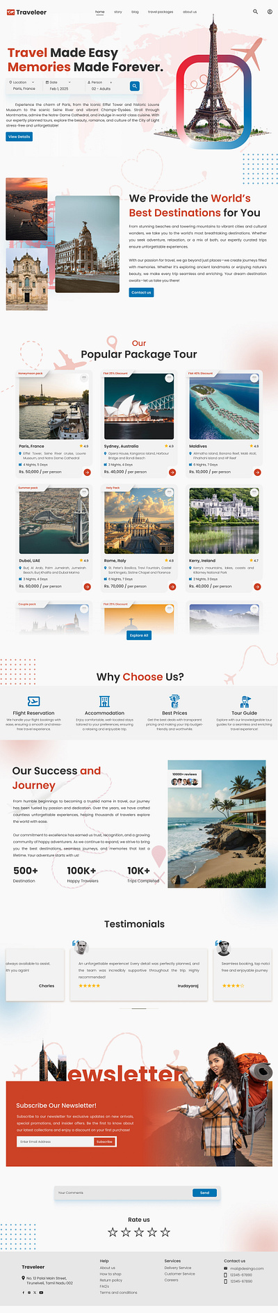 Travel Website - Landing Page Design landing page landing page design travel ui ui design ui ux uiux design user experience user interface ux ux design web design website design