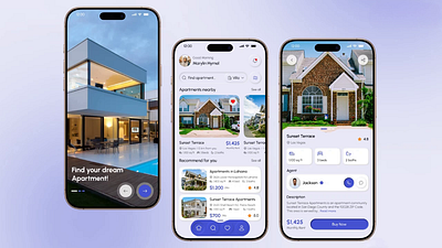 Real Estate Mobile App app app ui application banner booking button clean design home hotel booking internet ios app mobile mobile app premium real estate room booking servers ui ux