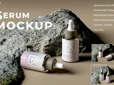Mock up design bottle serum graphic design