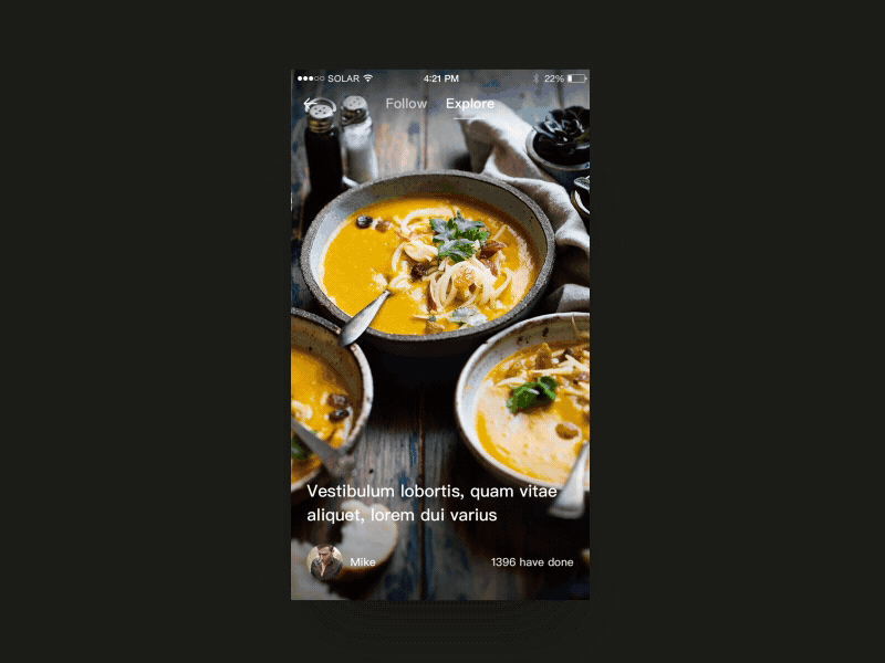 Recommend page effect food interface ui