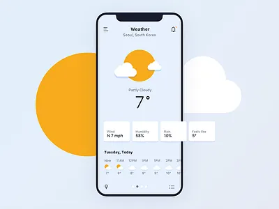Daily UI #037 Weather app 037 app cloud dailyui iphonex mobile sun ui ux weather