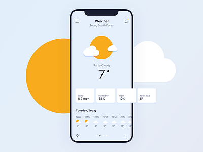 Daily UI #037 Weather app 037 app cloud dailyui iphonex mobile sun ui ux weather