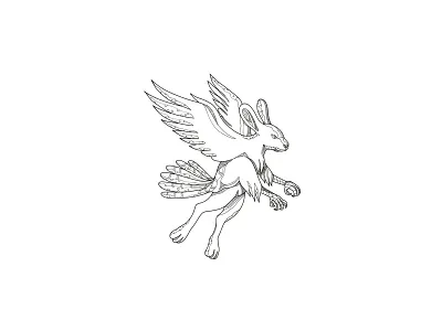Skvader Flying Doodle doodle european hare jackrabbit rabbit skvader swedish fictional creature wood grouse
