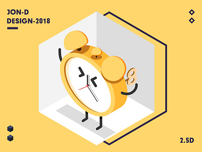 2.5D Alarm clock 2.5d alarm china clock illustration jon jondesigner yellow