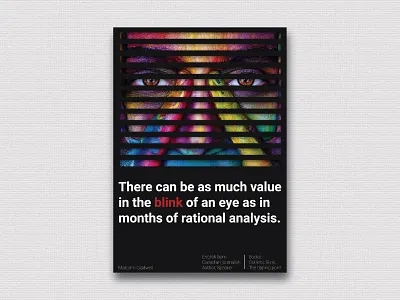 Poster: Blink author blink design graphic design illustrator inspiration malcolm gladwell motivation poster print design quotation typography