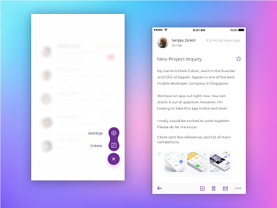Postbox Compose and Email Detail application clean compose mail email email detail interface iphone minimal mobile postbox ui ux