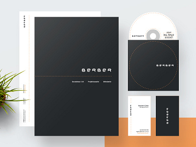 BERBER Identity agency berber black business cards cd dvd folder identity orange stationery