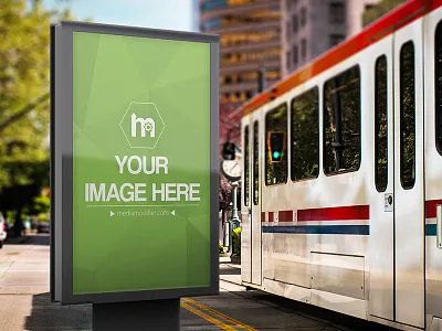 Billboard at Bus Stop Mockup Template billboard bus stop billboard mockup mediamodifier mockup mockup billboard mockup generator psd mockup street billboard