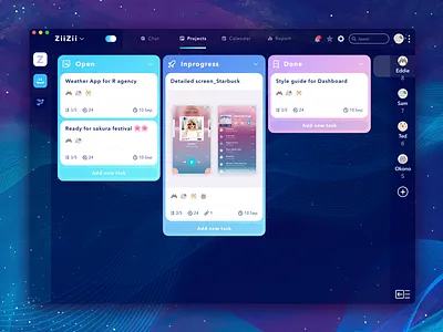 Work Flow app dark mac app manager progress task team ui ux
