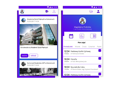 University Android App adobexd adroid app color dailyui design education fun ui university ux