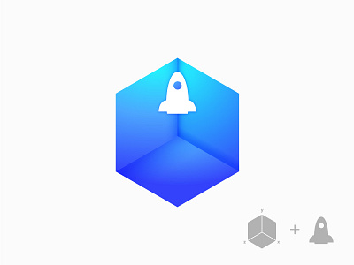 Axis axis blue brand geometric gradient hexagon logo logotype mark rocket shape