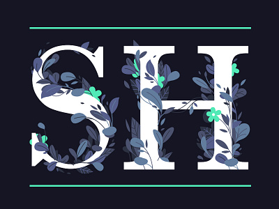 SH illustration plants typography