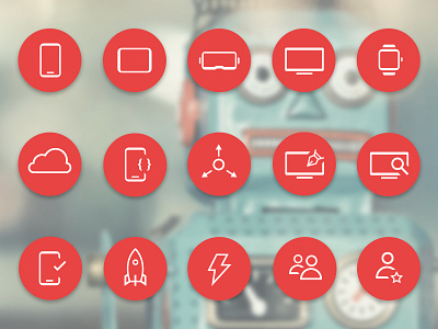 Atomic Robot Icon Set agency atomic atomic robot design digital icon icon set mobile development robot