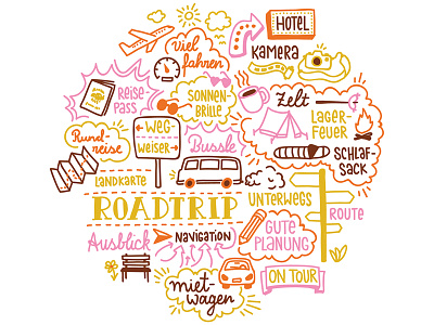 Doodle Illustration - Roadtrip doodle illustration lettering vector illustration