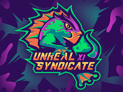 Unreal Syndicate XI chameleon esport frog gaming illustration mascot mascotlogo monster poison reptile sports logo vector