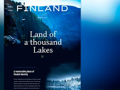 Concept #19 - Finland, land of a thousand... clean dark finland landing minimal serif travel ui