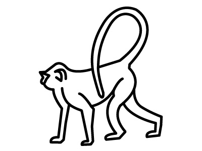 Monkeying around line art monkey vector