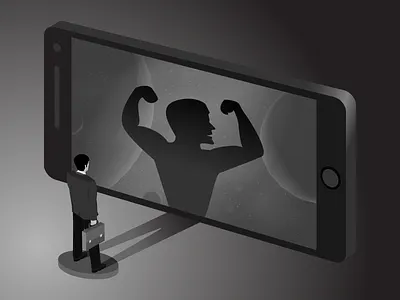 My Carreer artwork corporate feature illustration imagination man holding bag mobile professional shadow vector