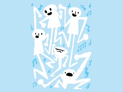 Dance Boys abstract flat illustration midcentury pattern