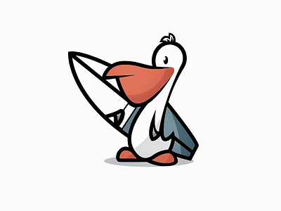 Pete the Pelican bird birds flat fly illustration ocean pelican surf surfing vector