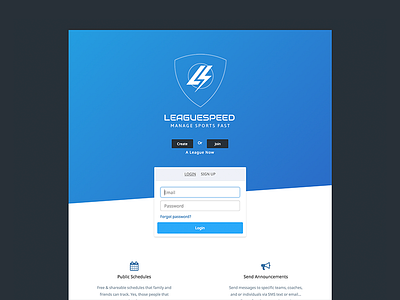 Leaguespeed.com app aws blue free homepage league lightning manage site sports