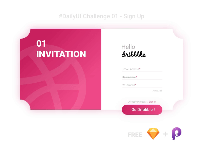 First shot | Invitation challenge dailyui design dribbble first hello invitation principle signup sketch ui ux