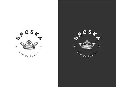 Broska Cocina Pasión black and white crown logo logo design